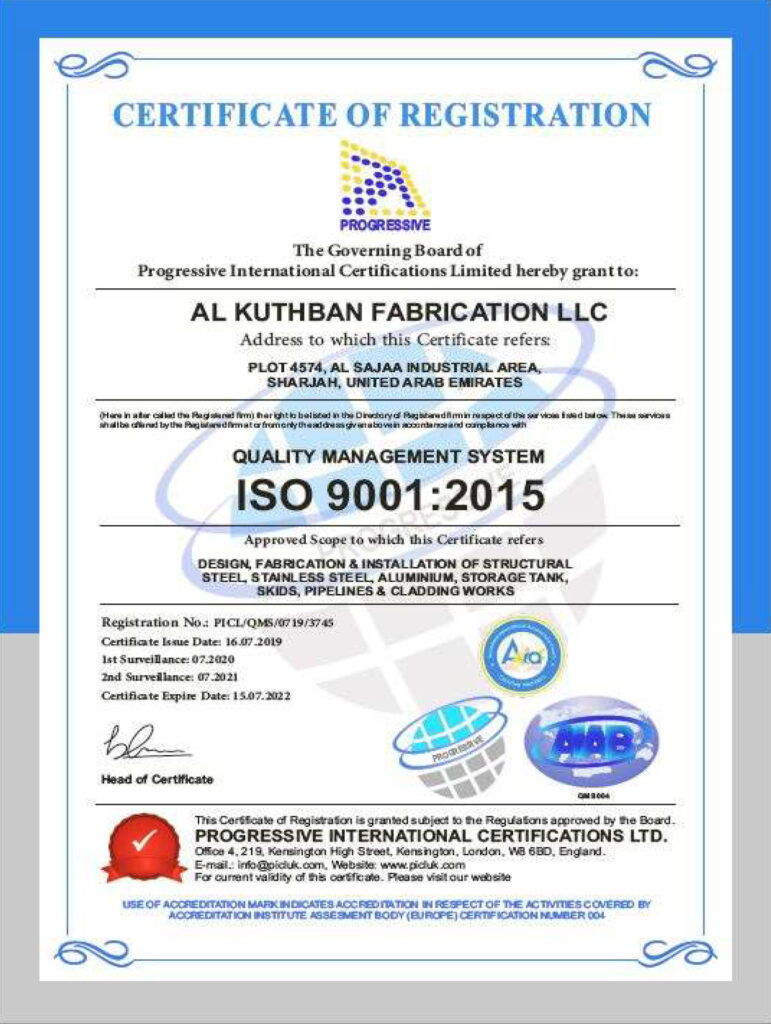 Certification – Al Kuthban Fabrication LLC